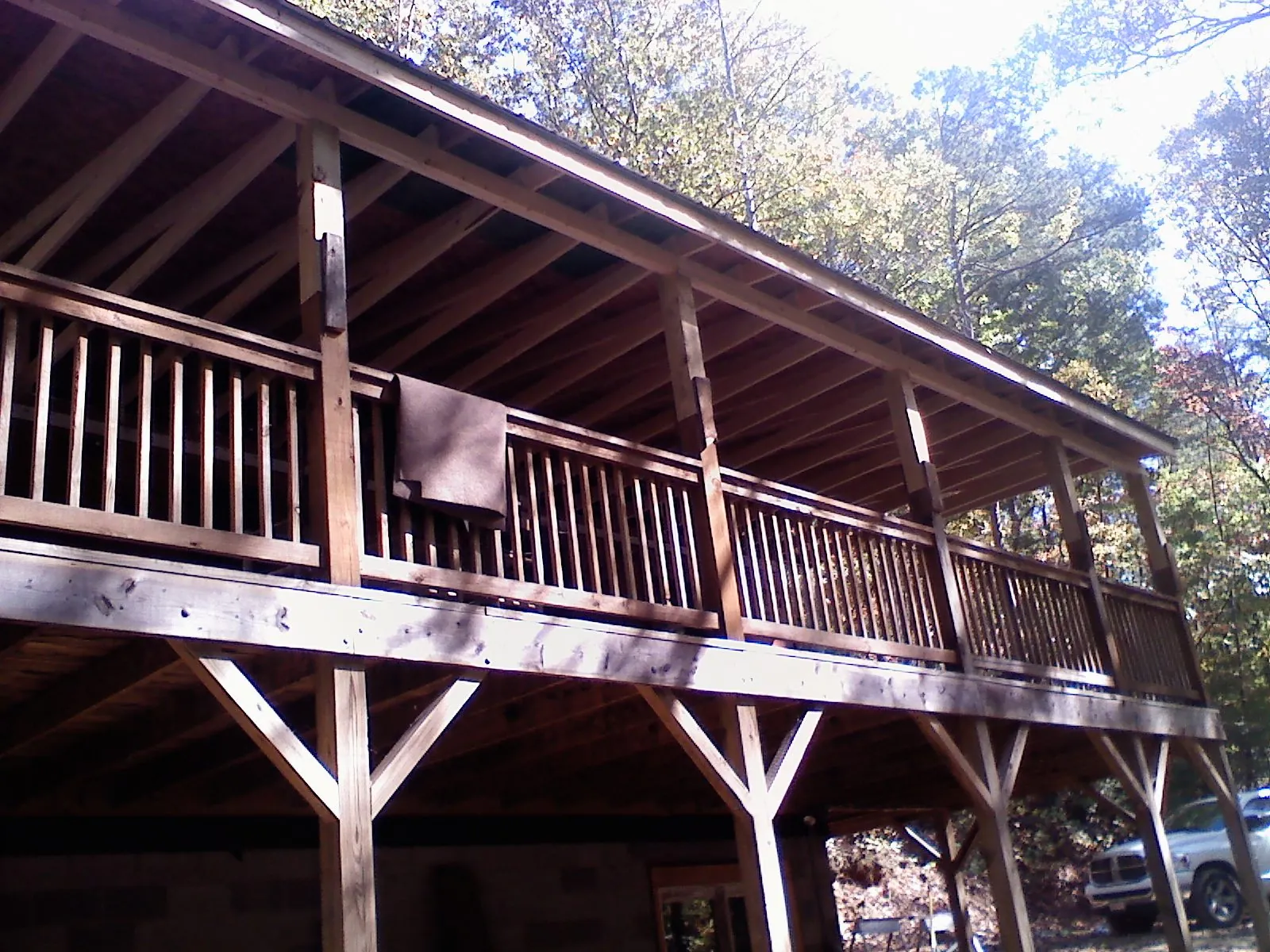 Timber framing under a new elevated porch and deck — Roof Leak Repair in Morrow by Roofing Brothers